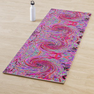 Cool Abstract Retro Hot Pink and Red Floral Swirl Yoga Mat