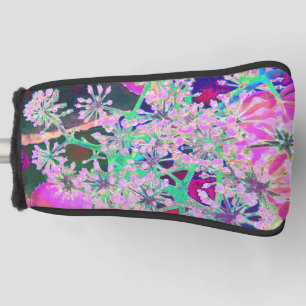 Cool Abstract Retro Nature in Pink and Lime Green Golf Head Cover