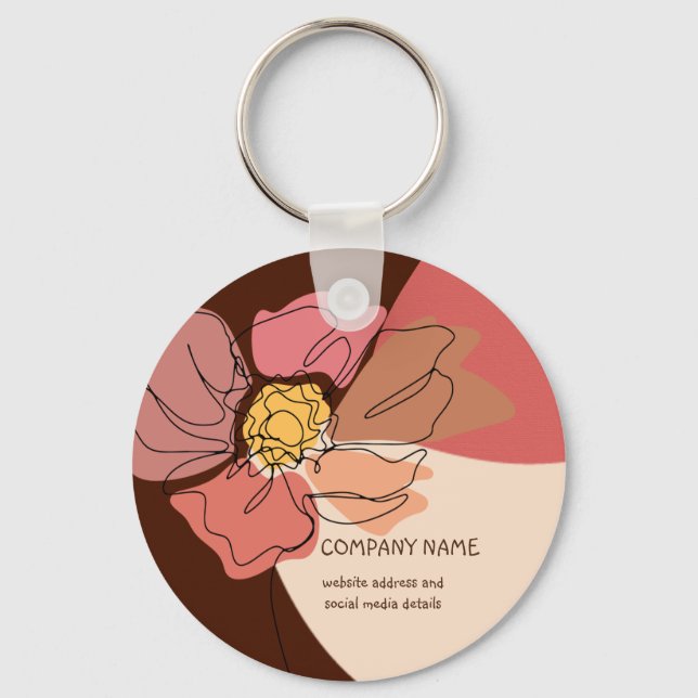 Cool Abstract Shape Floral Brown Coral Girly Key Ring (Front)