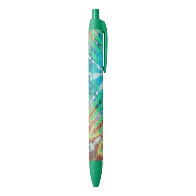 Cool Abstract Teal Green Brown Beach Batik Tie Dye Black Ink Pen (Bottom (Vertical))