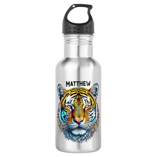Cool Abstract Tiger Face Personalised 532 Ml Water Bottle (Front)
