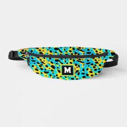 Cool Abstract Turquoise Leopard Pattern Monogram Bum Bags