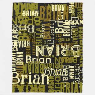 Cool Abstract Typography Pattern of Name Fleece Blanket