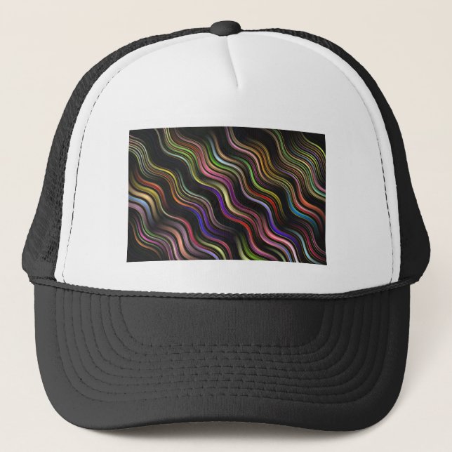Cool Abstract Vertical Wavy line Art Thunder_Cove Trucker Hat (Front)
