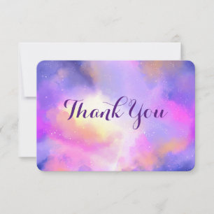 Cool Abstract Watercolor Space Design Thank You Card