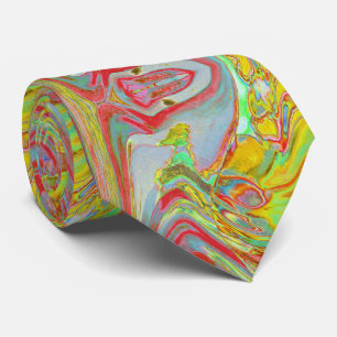 Cool Abstract Yellow and Red Groovy Retro Tie