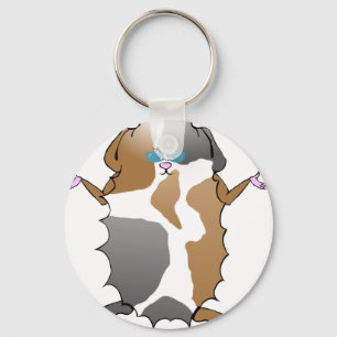 Cool Abyssinian Guinea Pig in Sunglasses Key Ring