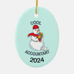 Cool Accountant Snowman Ceramic Ornament
