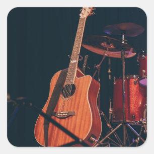 Cool Acoustic Guitar Square Sticker
