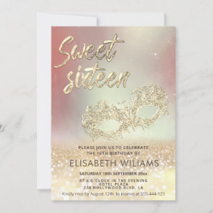 Cool Adorable Masquerade charming  glittery ombre  Invitation