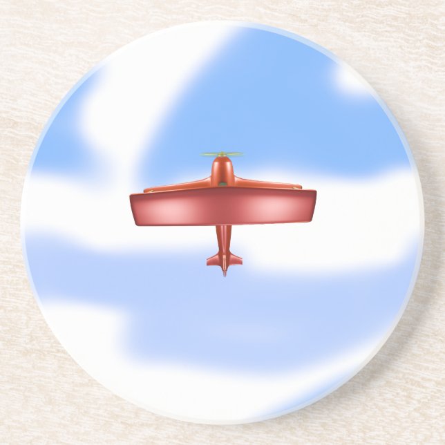 Cool Adventurous Flying Red PlaneSandstone Coaster (Front)