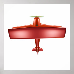 Cool Adventurous Fun Big Red Biplane in Aviation Poster