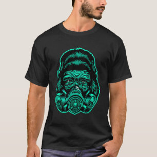 Cool Aesthetic Monkey Head Gas Mask Comic Design T-Shirt