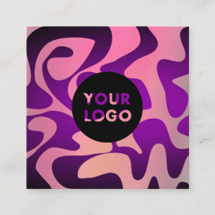 Cool Aesthetic Pink Purple Groovy Art Square Logo Square Business Card