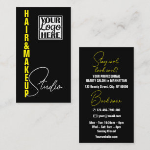 Cool Aesthetician Modern Logo Photo Template Yello Business Card