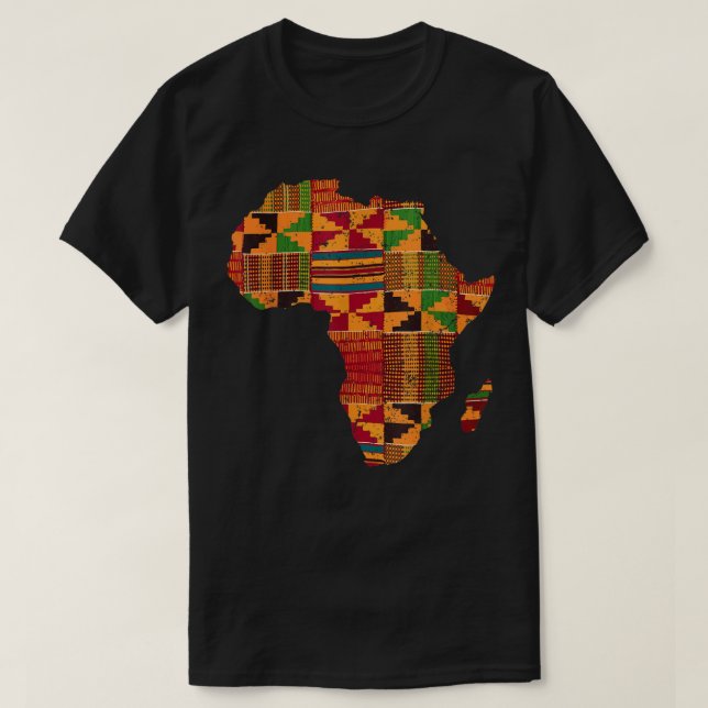 Cool Africa Map Kente Cloth Gift For Men Women Afr T-Shirt (Design Front)