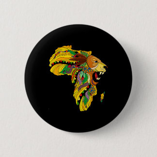 Cool Africa Map Lion Tril African King Black Histo 6 Cm Round Badge