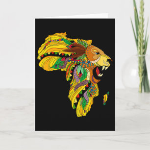 Cool Africa Map Lion Tril African King Black Histo Card