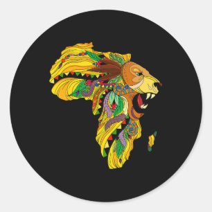 Cool Africa Map Lion Tril African King Black Histo Classic Round Sticker