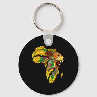 Cool Africa Map Lion Tril African King Black Histo Key Ring