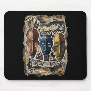 Cool African American Tril Mask Art Black History Mouse Pad