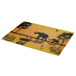 cool African elephants kitchen Cutting Board
