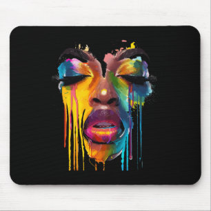 Cool African Woman Afro Color Painted Face Junetee Mouse Pad