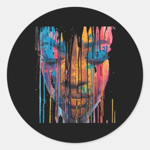 Cool African Woman Afro Colour Painted Face Junete Classic Round Sticker