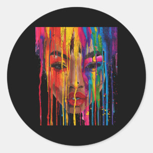 Cool African Woman Afro Colour Painted Face Junete Classic Round Sticker