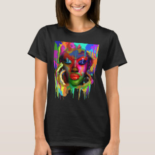 Cool African Woman Afro Colour Painted Face T-Shirt