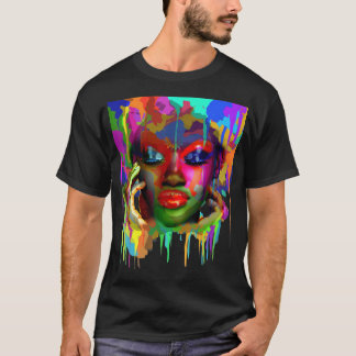 Cool African Woman Afro Colour Painted Face T-Shirt