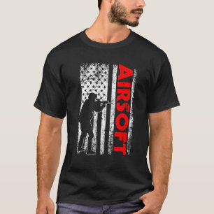 Cool Airsoft Gun Usa Flag American Airsoft Player T-Shirt