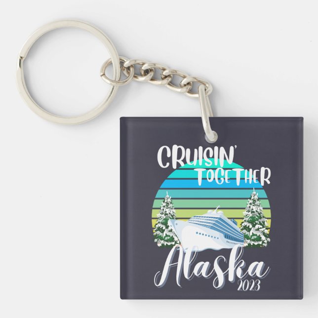 Cool Alaska Cruise 2025 Family Friend Group Travel Key Ring (Front)