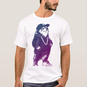 Cool Alaskan Malamute Rapper HIP HOP with Hat T-Shirt
