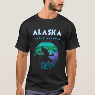 Cool Alaskan Moose With Aurora Borealis T-Shirt