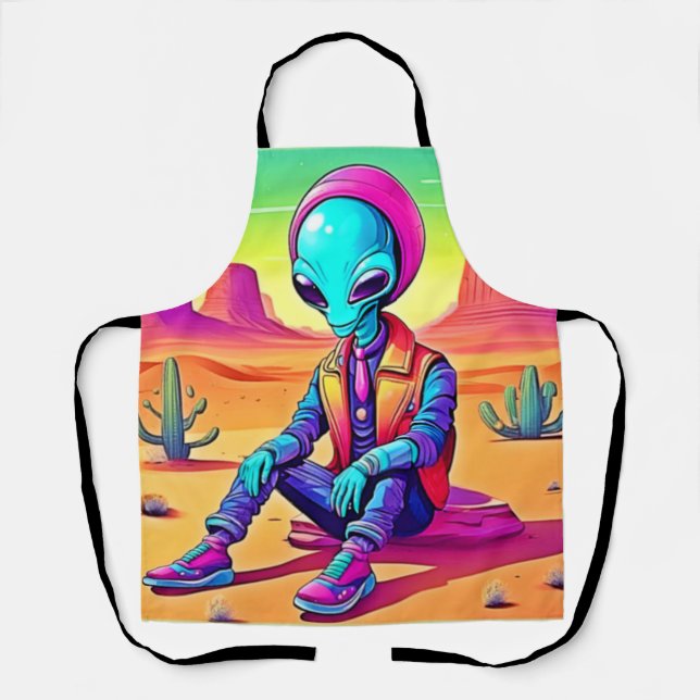 Cool Alien Desert Chillin Apron (Front)