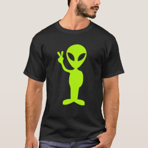 Cool Alien Peace Sign Space Man Fun Galaxy Explore T-Shirt