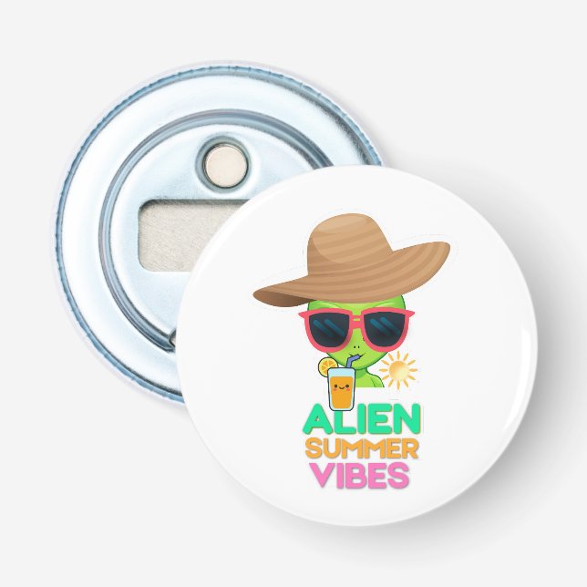 Cool Alien Summer Vacation Vibes Bottle Opener (Front)
