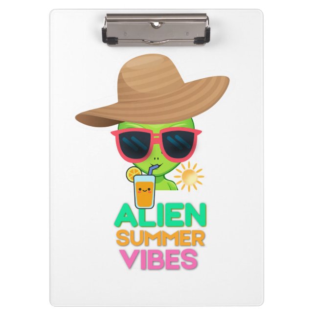 Cool Alien Summer Vacation Vibes Clipboard (Front)