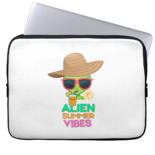 Cool Alien Summer Vacation Vibes Laptop Sleeve