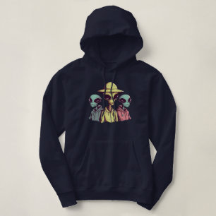 Cool Alien Trio Graphic T-Shirt – Retro UFO Street Hoodie