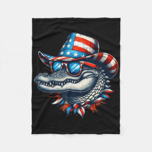 Cool Alligator 4th Of July Independence Day Usa Me Fleece Blanket