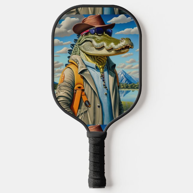 Cool Alligator Hiking Abstract Pickleball Paddle (Front)