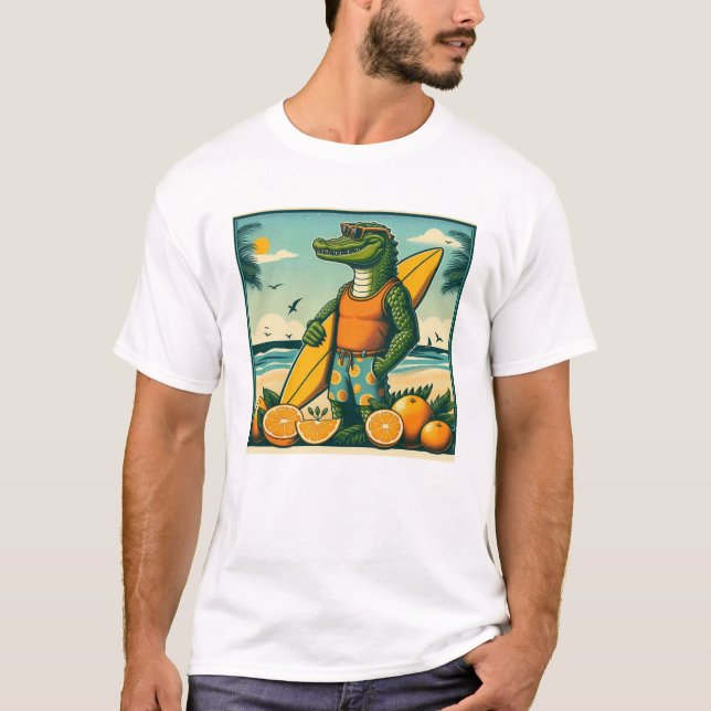 Cool Alligator Surfs T-Shirt (Front)