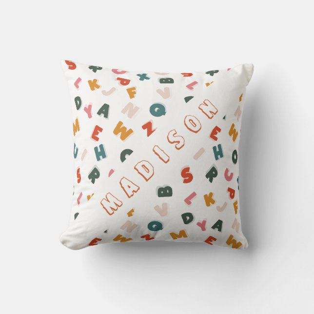 cool alphabet soup monogram cushion (Front)