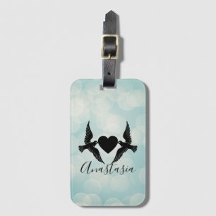 Cool, Amazing, Blue Birds whit heart Luggage Tag