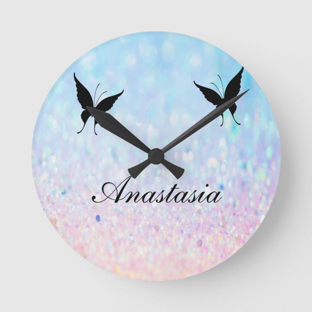 Cool, Amazing, Blue Face whit name Round Clock (Front)