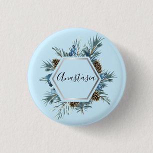 Cool, Amazing, Blue Flowers whit your name 3 Cm Round Badge