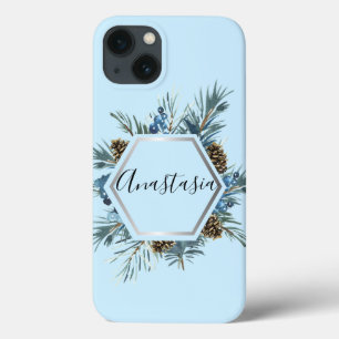 Cool, Amazing, Blue Flowers whit your name iPhone 13 Case