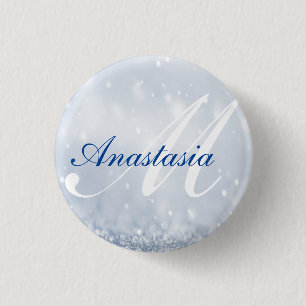 Cool, Amazing, Blue Glitter Name 3 Cm Round Badge